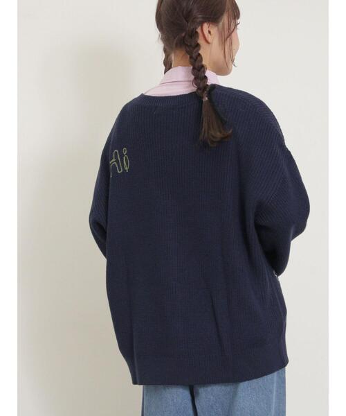 Samansa Mos2（サマンサ モスモス）の「ハンド刺繍風ニットカーディガン（カーディガン/ボレロ・レディース・グレー/クリーム/ネイビー・F）」の7枚目の写真