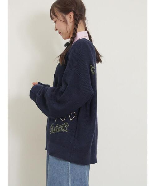 Samansa Mos2（サマンサ モスモス）の「ハンド刺繍風ニットカーディガン（カーディガン/ボレロ・レディース・グレー/クリーム/ネイビー・F）」の8枚目の写真