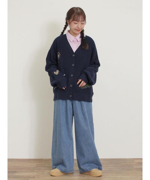 Samansa Mos2（サマンサ モスモス）の「ハンド刺繍風ニットカーディガン（カーディガン/ボレロ・レディース・グレー/クリーム/ネイビー・F）」の9枚目の写真