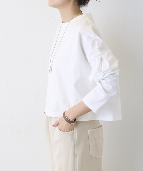 BEARDSLEY(ビアズリー)の「《FRIPIER》クロップロンTee(Tシャツ/カットソー・レディース・ホワイト/ブラック・FREE)」の7枚目の写真