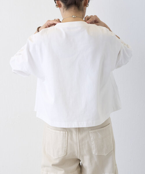 BEARDSLEY(ビアズリー)の「《FRIPIER》クロップロンTee(Tシャツ/カットソー・レディース・ホワイト/ブラック・FREE)」の8枚目の写真