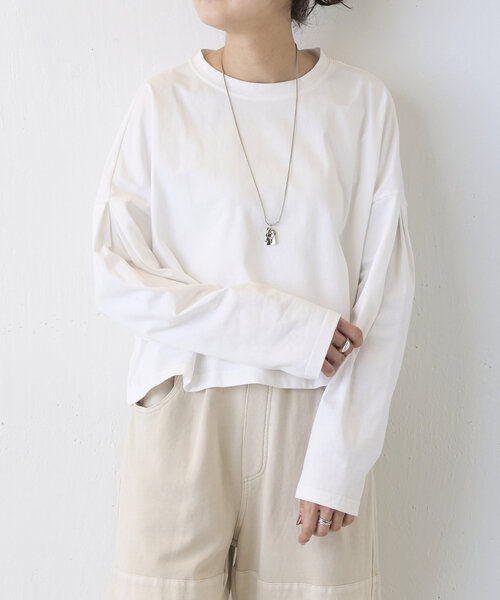 BEARDSLEY(ビアズリー)の「《FRIPIER》クロップロンTee(Tシャツ/カットソー・レディース・ホワイト/ブラック・FREE)」の10枚目の写真