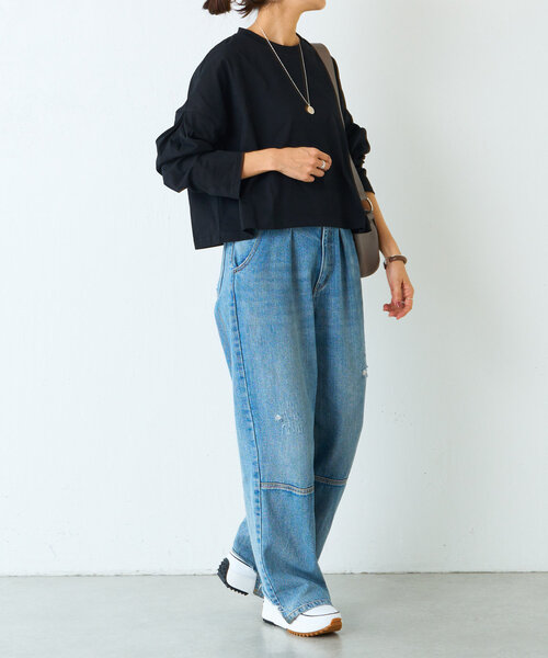BEARDSLEY(ビアズリー)の「《FRIPIER》クロップロンTee(Tシャツ/カットソー・レディース・ホワイト/ブラック・FREE)」の19枚目の写真