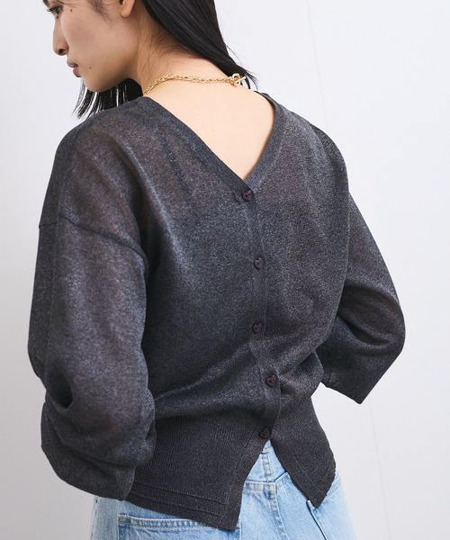VIS（ビス）の「【前後2WAY】ハート釦シアーカーディガン（カーディガン/ボレロ・レディース・チャコールグレー/ホワイト系その他/レッド系その他・FREE）」の2枚目の写真