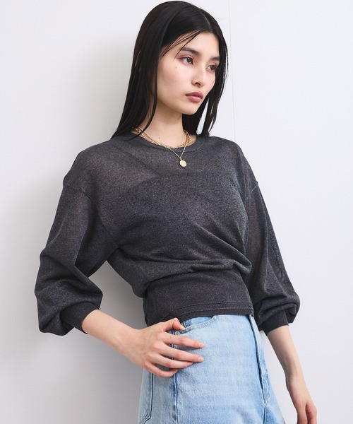 VIS（ビス）の「【前後2WAY】ハート釦シアーカーディガン（カーディガン/ボレロ・レディース・チャコールグレー/ホワイト系その他/レッド系その他・FREE）」の6枚目の写真