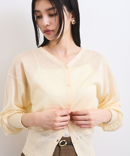 VIS（ビス）の「【前後2WAY】ハート釦シアーカーディガン（カーディガン/ボレロ・レディース・チャコールグレー/ホワイト系その他/レッド系その他・FREE）」の15枚目の写真