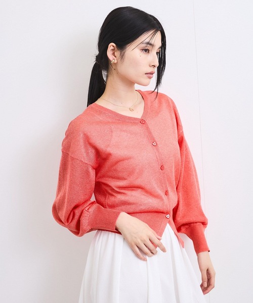 VIS（ビス）の「【前後2WAY】ハート釦シアーカーディガン（カーディガン/ボレロ・レディース・チャコールグレー/ホワイト系その他/レッド系その他・FREE）」の10枚目の写真