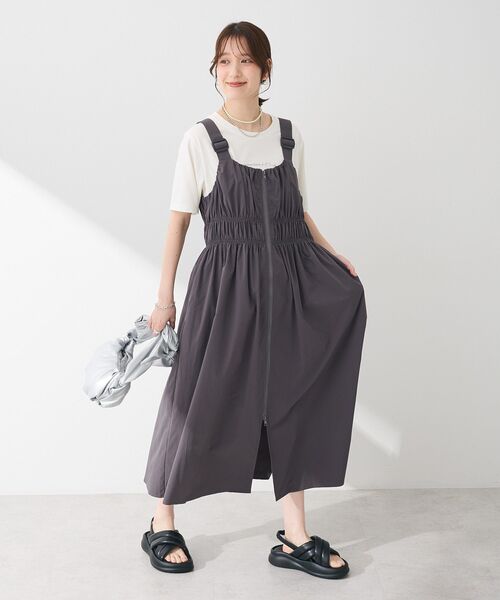 Sugar spoon（シュガースプーン）の「・SUGAR SPOON シャーリングジャンスカ（ジャンパースカート・レディース・ブラック/ライトベージュ/ピンク/チャコールグレー・FREE）」の9枚目の写真