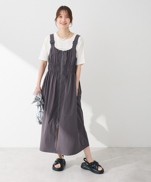 Sugar spoon（シュガースプーン）の「・SUGAR SPOON シャーリングジャンスカ（ジャンパースカート・レディース・ブラック/ライトベージュ/ピンク/チャコールグレー・FREE）」の3枚目の写真