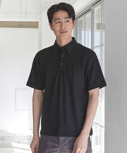 UNION STATION（ユニオンステーション）の「ストレッチポリJQDボーダーポロ（ポロシャツ・メンズ・ブラック/グレー/ネイビー・M/L/LL）」の8枚目の写真