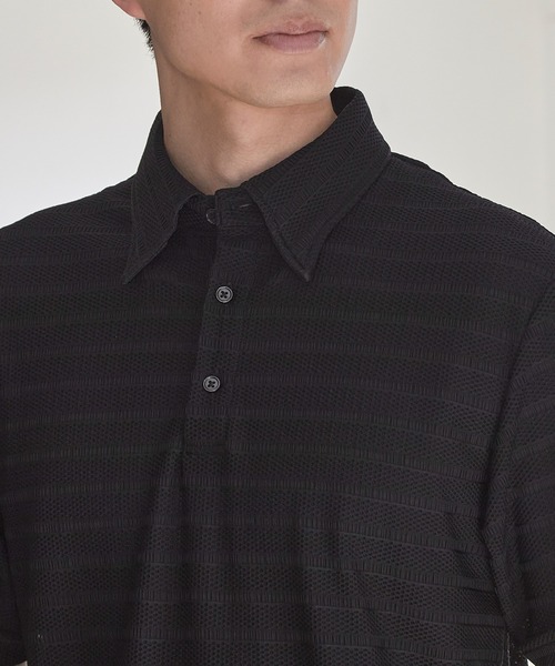 UNION STATION（ユニオンステーション）の「ストレッチポリJQDボーダーポロ（ポロシャツ・メンズ・ブラック/グレー/ネイビー・M/L/LL）」の10枚目の写真