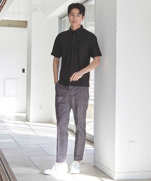 UNION STATION（ユニオンステーション）の「ストレッチポリJQDボーダーポロ（ポロシャツ・メンズ・ブラック/グレー/ネイビー・M/L/LL）」の11枚目の写真