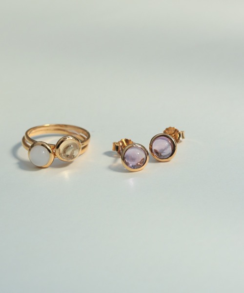 NOIR DE POUPEE（ノワールドプーペ）の「【WEB限定】天然石ラウンドカボションピアス（ピアス（両耳用）・レディース・ブラック系その他/イエロー/パープル/ブラック/イエロー系その他/レッド系その他/ホワイト系その他/パープル系その他/レッド/ホワイト・FREE）」の15枚目の写真