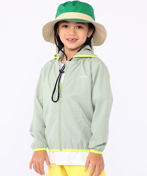 SHIPS（シップス）の「SHIPS KIDS:100～130cm /〈UVカット〉ジップ パーカ（パーカー・キッズ・ベージュ/ライトグリーン・100/110/120/130）」の4枚目の写真