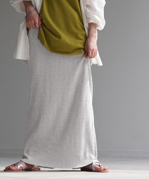 HUG.U（ハグユー）の「「セルフカット可能」 リブナロースカート（スカート・レディース・ブラック/ダークブラウン/ダークグレー/オリーブ/オフホワイト/グリーン/ブルー・M/L）」の2枚目の写真