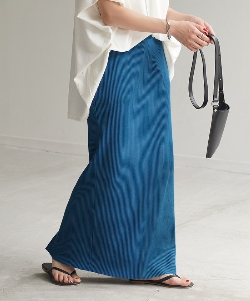 HUG.U（ハグユー）の「「セルフカット可能」 リブナロースカート（スカート・レディース・ブラック/ダークブラウン/ダークグレー/オリーブ/オフホワイト/グリーン/ブルー・M/L）」の7枚目の写真