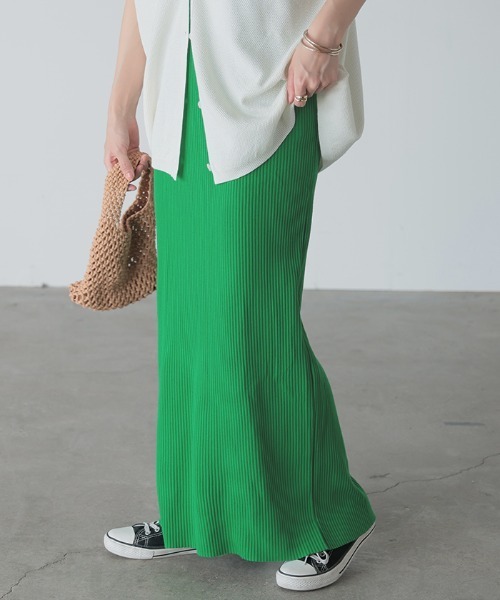 HUG.U（ハグユー）の「「セルフカット可能」 リブナロースカート（スカート・レディース・ブラック/ダークブラウン/ダークグレー/オリーブ/オフホワイト/グリーン/ブルー・M/L）」の6枚目の写真