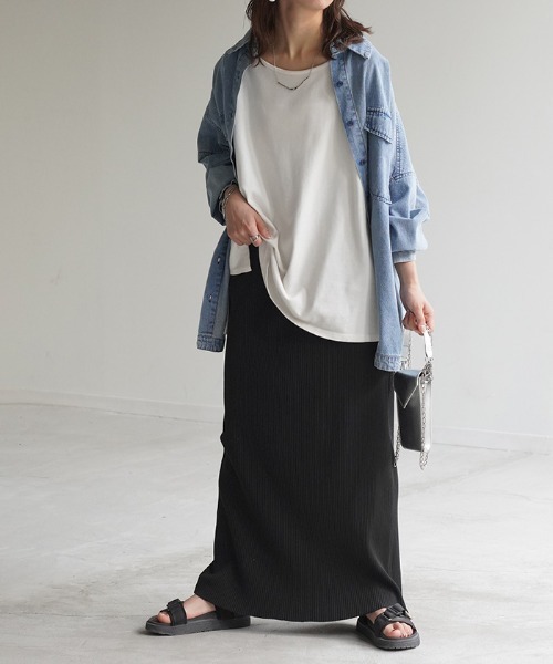 HUG.U（ハグユー）の「「セルフカット可能」 リブナロースカート（スカート・レディース・ブラック/ダークブラウン/ダークグレー/オリーブ/オフホワイト/グリーン/ブルー・M/L）」の14枚目の写真