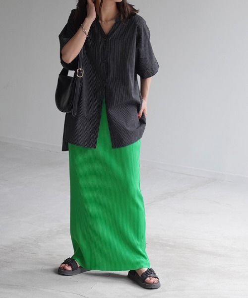 HUG.U（ハグユー）の「「セルフカット可能」 リブナロースカート（スカート・レディース・ブラック/ダークブラウン/ダークグレー/オリーブ/オフホワイト/グリーン/ブルー・M/L）」の9枚目の写真