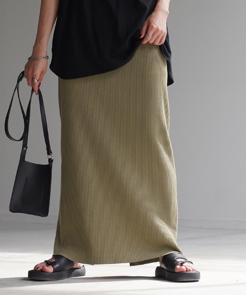 HUG.U（ハグユー）の「「セルフカット可能」 リブナロースカート（スカート・レディース・ブラック/ダークブラウン/ダークグレー/オリーブ/オフホワイト/グリーン/ブルー・M/L）」の12枚目の写真