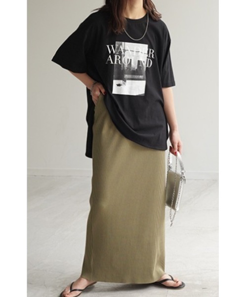 HUG.U（ハグユー）の「「セルフカット可能」 リブナロースカート（スカート・レディース・ブラック/ダークブラウン/ダークグレー/オリーブ/オフホワイト/グリーン/ブルー・M/L）」の13枚目の写真