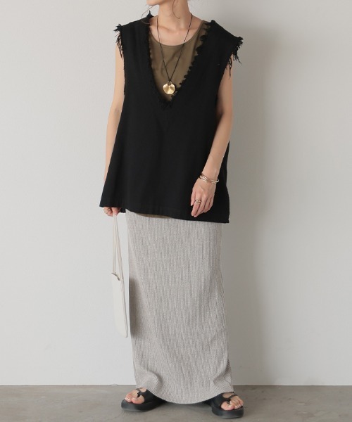 HUG.U（ハグユー）の「「セルフカット可能」 リブナロースカート（スカート・レディース・ブラック/ダークブラウン/ダークグレー/オリーブ/オフホワイト/グリーン/ブルー・M/L）」の22枚目の写真