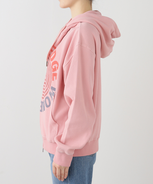 WOKE EDGE(ウォークエッジ)の「WOKE EDGE / ウォークエッジ WASHED THERMAL ZIP HOODIE(パーカー・メンズ・ブラック/ピンク・SMALL/MEDIUM)」の5枚目の写真