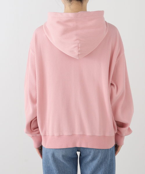 WOKE EDGE(ウォークエッジ)の「WOKE EDGE / ウォークエッジ WASHED THERMAL ZIP HOODIE(パーカー・メンズ・ブラック/ピンク・SMALL/MEDIUM)」の4枚目の写真