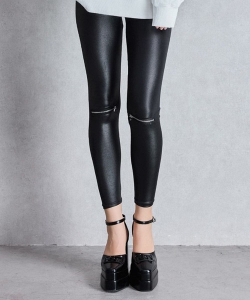 GYDA(ジェイダ)の「ハイウエストKNEE ZIPレギンス(その他パンツ・レディース・ブラック・SMALL)」の1枚目の写真