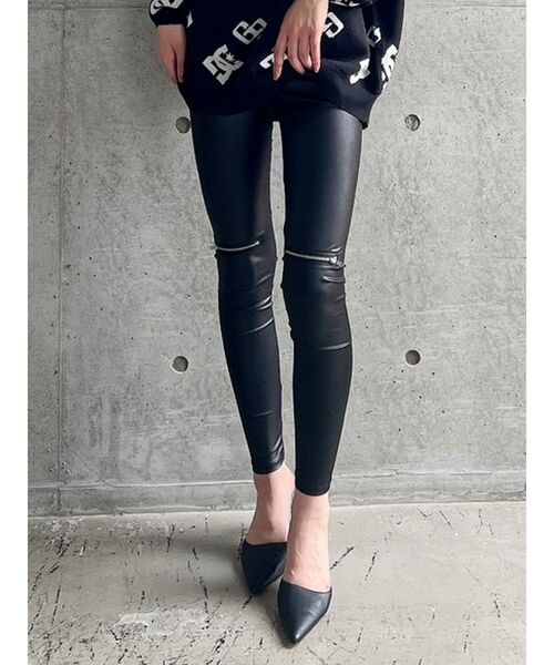 GYDA(ジェイダ)の「ハイウエストKNEE ZIPレギンス(その他パンツ・レディース・ブラック・SMALL)」の2枚目の写真