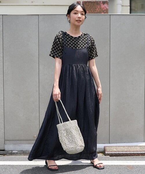 FREAK'S STORE（フリークスストア）の「フラワーストレッチ Tシャツ（Tシャツ/カットソー・レディース・ラベンダー/ブラック/オフホワイト・ﾌﾘ-）」の9枚目の写真