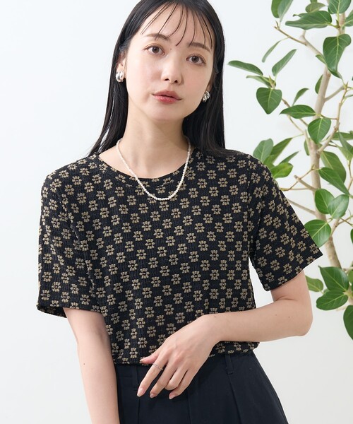 FREAK'S STORE（フリークスストア）の「フラワーストレッチ Tシャツ（Tシャツ/カットソー・レディース・ラベンダー/ブラック/オフホワイト・ﾌﾘ-）」の10枚目の写真