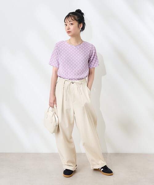 FREAK'S STORE（フリークスストア）の「フラワーストレッチ Tシャツ（Tシャツ/カットソー・レディース・ラベンダー/ブラック/オフホワイト・ﾌﾘ-）」の15枚目の写真