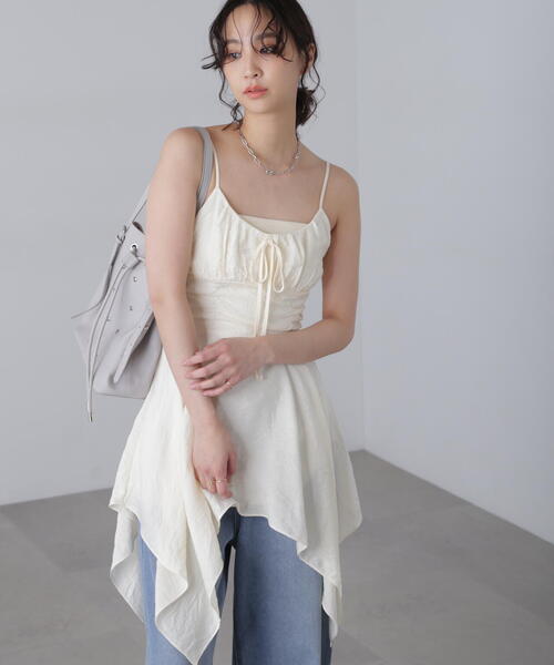 FREE'S MART（フリーズマート）の「イレヘムチュニックキャミワンピース（ワンピース・レディース・ブラック/ピンク/ホワイト・FREE）」の2枚目の写真