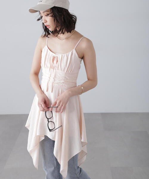 FREE'S MART（フリーズマート）の「イレヘムチュニックキャミワンピース（ワンピース・レディース・ブラック/ピンク/ホワイト・FREE）」の3枚目の写真