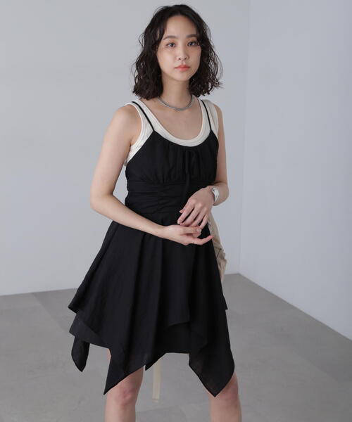 FREE'S MART（フリーズマート）の「イレヘムチュニックキャミワンピース（ワンピース・レディース・ブラック/ピンク/ホワイト・FREE）」の5枚目の写真