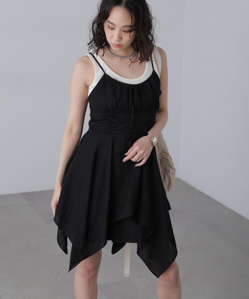 FREE'S MART（フリーズマート）の「イレヘムチュニックキャミワンピース（ワンピース・レディース・ブラック/ピンク/ホワイト・FREE）」の6枚目の写真