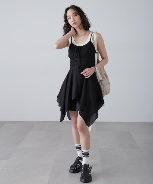 FREE'S MART（フリーズマート）の「イレヘムチュニックキャミワンピース（ワンピース・レディース・ブラック/ピンク/ホワイト・FREE）」の8枚目の写真