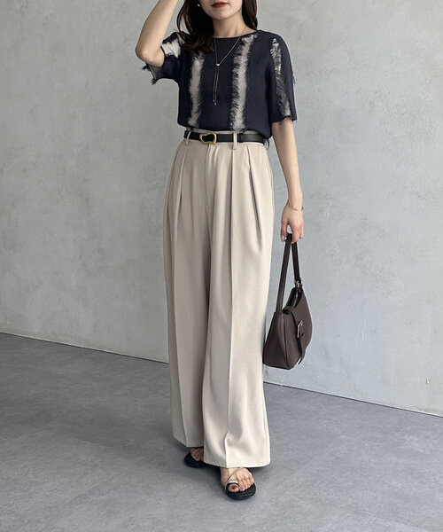 Thevon（ゼボン）の「フリンジ5分袖ショートカーディガン（カーディガン/ボレロ・レディース・グレイッシュベージュ/チャコールグレー/ブルー・FREE）」の15枚目の写真