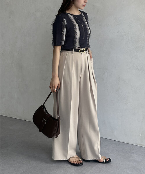 Thevon（ゼボン）の「フリンジ5分袖ショートカーディガン（カーディガン/ボレロ・レディース・グレイッシュベージュ/チャコールグレー/ブルー・FREE）」の16枚目の写真