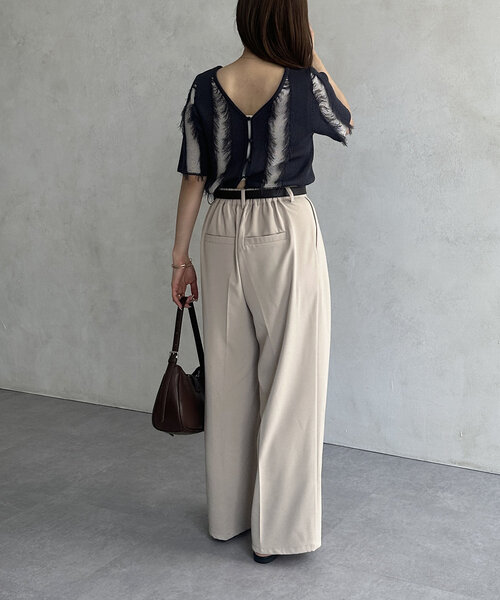 Thevon（ゼボン）の「フリンジ5分袖ショートカーディガン（カーディガン/ボレロ・レディース・グレイッシュベージュ/チャコールグレー/ブルー・FREE）」の17枚目の写真