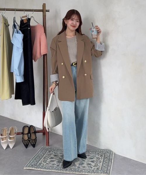 Thevon（ゼボン）の「フリンジ5分袖ショートカーディガン（カーディガン/ボレロ・レディース・グレイッシュベージュ/チャコールグレー/ブルー・FREE）」の7枚目の写真