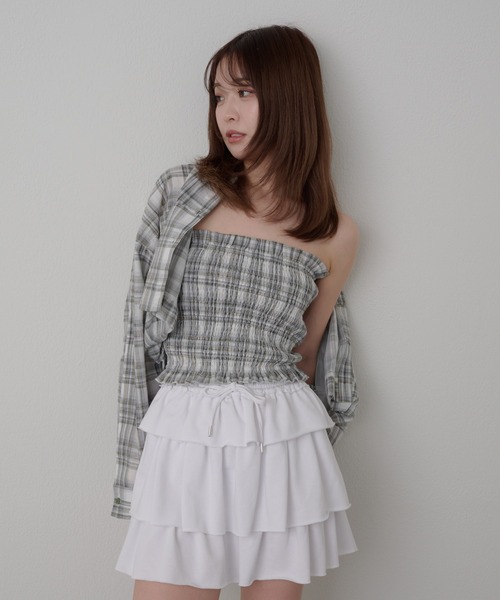 RAY CASSIN(レイカズン)の「チェックシャツボレロ(シャツ/ブラウス・レディース・グリーン/ブラック/ブルー・FREE)」の12枚目の写真