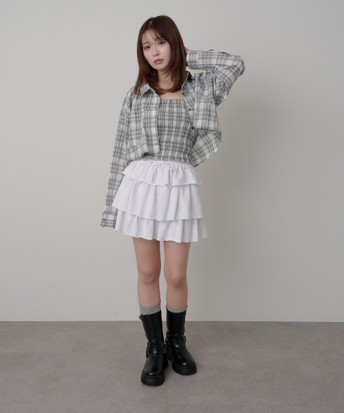 RAY CASSIN(レイカズン)の「チェックシャツボレロ(シャツ/ブラウス・レディース・グリーン/ブラック/ブルー・FREE)」の10枚目の写真