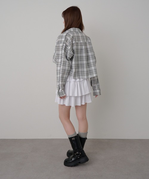 RAY CASSIN(レイカズン)の「チェックシャツボレロ(シャツ/ブラウス・レディース・グリーン/ブラック/ブルー・FREE)」の11枚目の写真