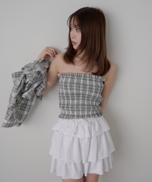 RAY CASSIN(レイカズン)の「チェックシャツボレロ(シャツ/ブラウス・レディース・グリーン/ブラック/ブルー・FREE)」の14枚目の写真