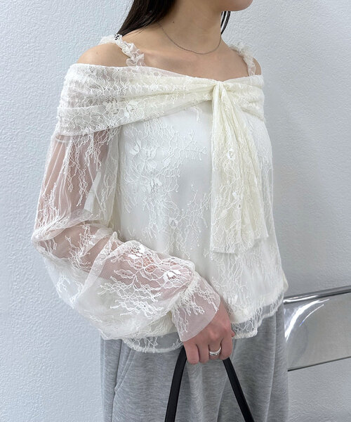 mline（エムライン）の「[mline]レースオフショル ブラウス（シャツ/ブラウス・レディース・ネイビー/アイボリー/オレンジ・FREE）」の11枚目の写真