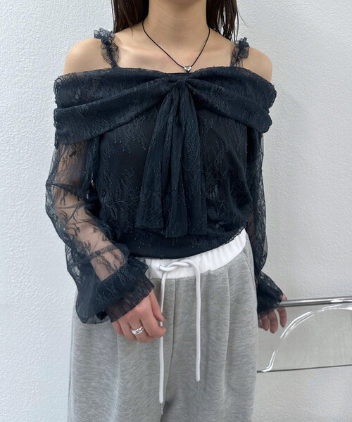 mline（エムライン）の「[mline]レースオフショル ブラウス（シャツ/ブラウス・レディース・ネイビー/アイボリー/オレンジ・FREE）」の8枚目の写真