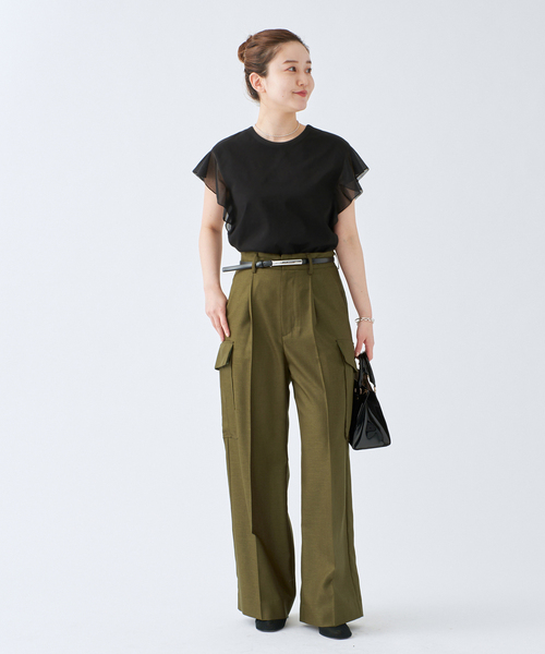 IENA（イエナ）の「シアースリーブプルオーバー（Tシャツ/カットソー・レディース・ホワイト/ブラック/グレー・FREE）」の5枚目の写真