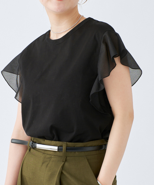 IENA（イエナ）の「シアースリーブプルオーバー（Tシャツ/カットソー・レディース・ホワイト/ブラック/グレー・FREE）」の19枚目の写真